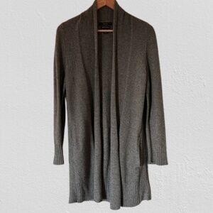 Tahari Olive Green Open Front Long Cardigan Sweater